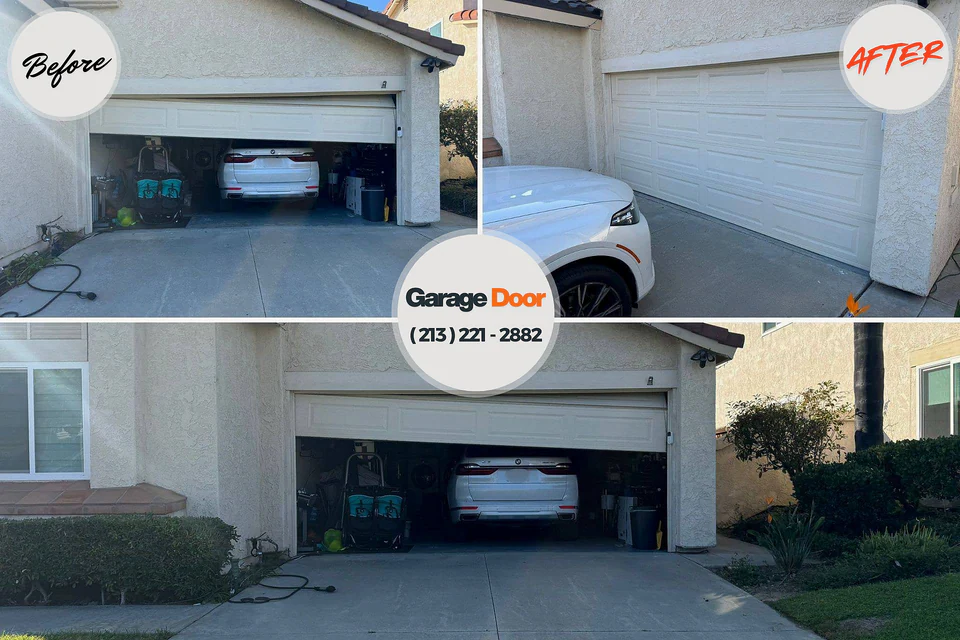 Before and after: garage door repair Jackson Center, OH